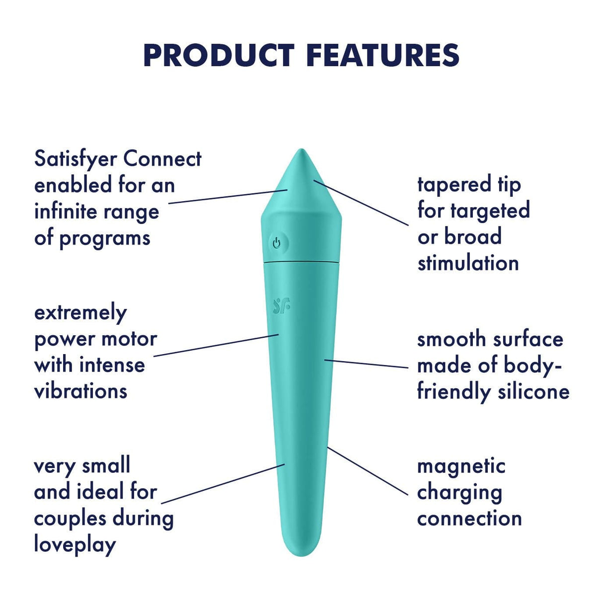 Satisfyer - Ultra Power Bullet 8 Vibrator with Bluetooth and App (Turquoise) STF1194 CherryAffairs