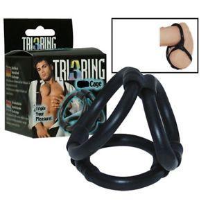 Anneau De Pénis Tri Ring (cockring) Seven Creations - Noir, TPR, Hypoallergénique - Neuf