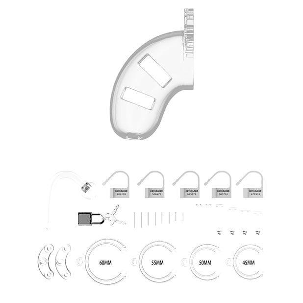 Shots - Man Cage Chastity 3.5" Cock Cage with Plug Model 10 (Clear) ST1038 CherryAffairs