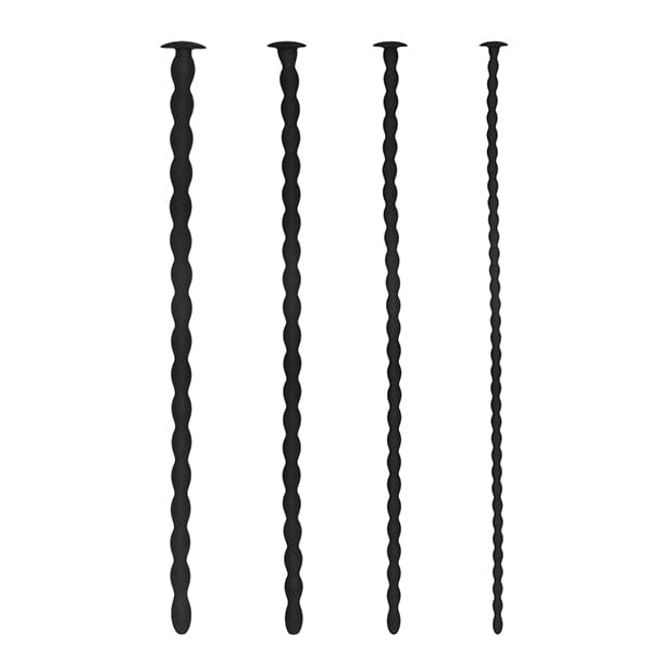 Shots - Ouch Advanced Urethral Sounding Silicone Spiral Screw Plug Set (Black) ST1039 CherryAffairs