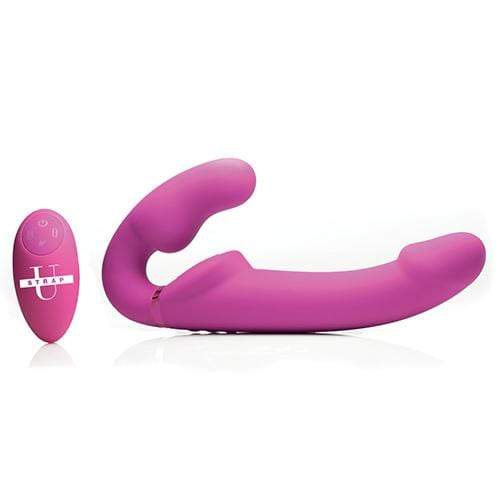 Strap U - 10X Evoke Ergo Fit Inflatable and Vibrating Strapless Strap On Dildo with Remote (Pink) STU1014 CherryAffairs