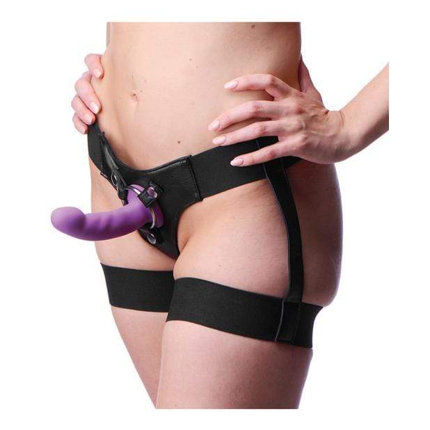 Strap U - Bardot Elastic Strap On Harness with Thigh Cuffs (Black)    Strap On w/o Dildo