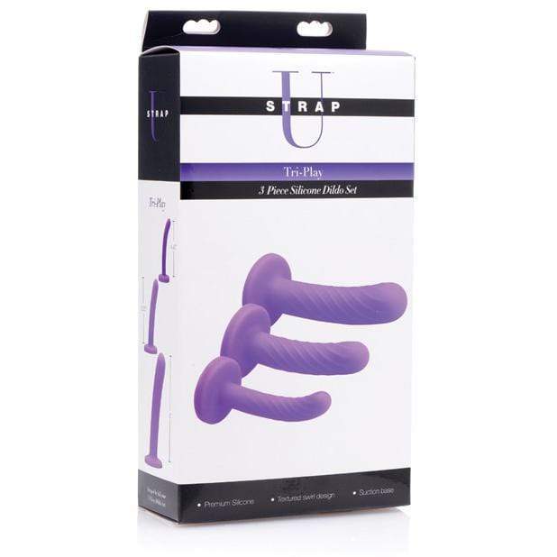 Strap U - Tri Play 3 Pieces Silicone Dildo Set (Purple) STU1008 CherryAffairs