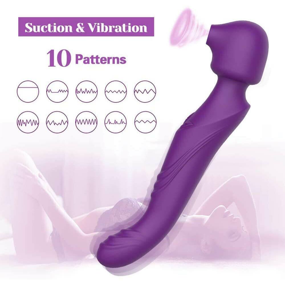 Tracy's Dog - Dual Vibe G Spot Clitoral Air Stimulator Wand Massager (Purple) TRD1015 CherryAffairs