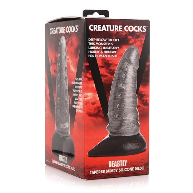 XR - Creature Cocks Beastly Tapered Bumpy Silicone Dildo (Silver/Black) XR1047 CherryAffairs