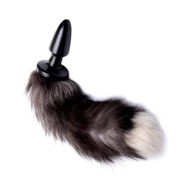 XR - Tailz Grey Fox Tail Anal Plug (Black) XR1017 CherryAffairs