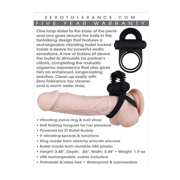 Zero Tolerance - Bell Ringer Vibrating Cock Ring (Black) ZR1012 CherryAffairs