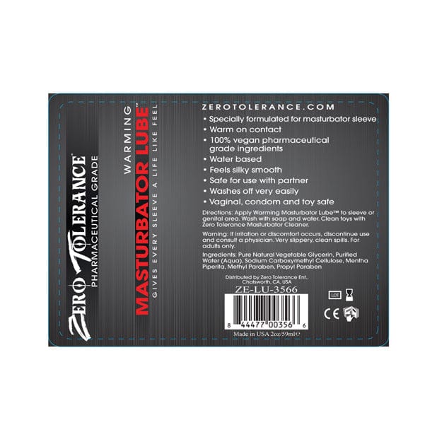 Zero Tolerance - Pharmaceutical Grade Warming Masturbator Lube 2 oz ZR1014 CherryAffairs