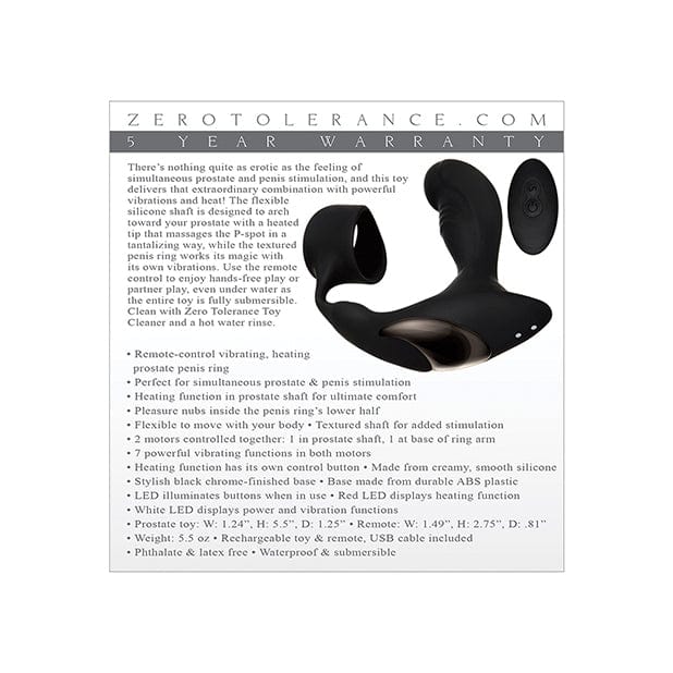 Zero Tolerance - Strapped and Tapped Heating Vibrating Prostate Massager (Black) ZR1018 CherryAffairs