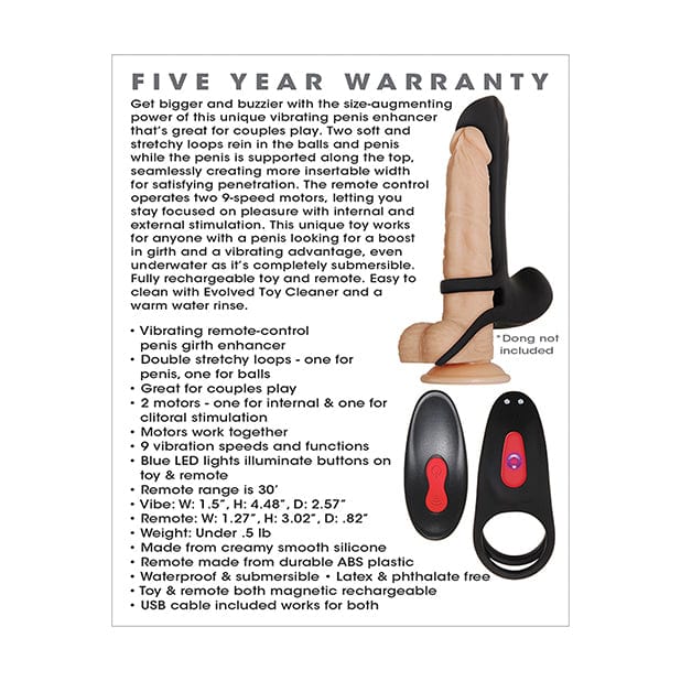 Zero Tolerance - Vibrating Girth Enhancer Silicone Remote Control Penis Extender (Black) ZR1023 CherryAffairs